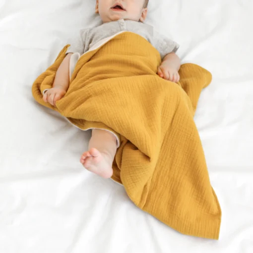 BIBAK Babydecke 70 x 70 cm aus Bio-Baumwolle | Senf