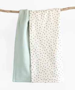 BIBAK Babydecke gepolstert 75 x 95 cm | Minze