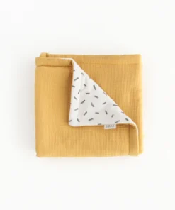 BIBAK Babydecke gepolstert 75 x 95 cm | Senf