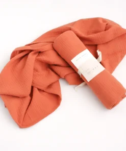 BIBAK Bio Baumwoll Musselin Nuschi Tuch 110 x 100 cm | TERRAKOTTA