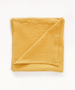 BIBAK Bio Baumwoll Musselin Nuschi Tuch 110 x 100 cm | SENF