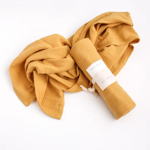 BIBAK Bio Baumwoll Musselin Nuschi Tuch 110 x 100 cm | SENF