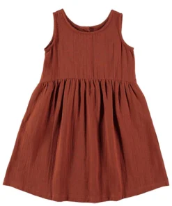 Tiralahilacha Kinder Wende Kleid Kurzarm Musselin EDLIN | Terrakotta