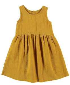 Alternative view of Tiralahilacha Kinder Wende Kleid Kurzarm Musselin EDLIN | Mustard