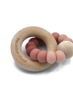 Cotton Cloud Beißring Silikon/Holz Round | ROSA