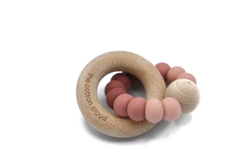 Cotton Cloud Beißring Silikon/Holz Round | ROSA