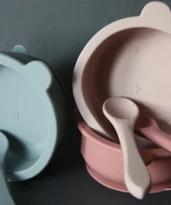 Cotton Cloud Esslernschüssel mit Löffel aus Silikon | Jade