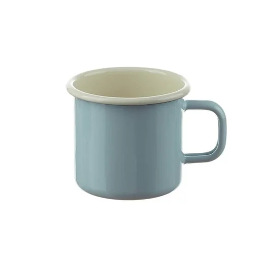 Emaille Tasse (ø 8 cm / 2.5 dl) | creme - hellblau