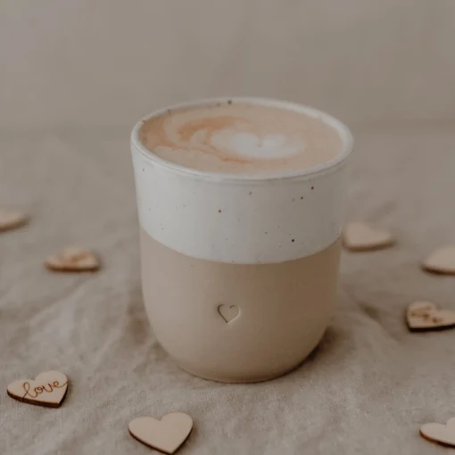 Eulenschnitt Becher Tasse aus Steingut (320ml) | Herz – Bild 6