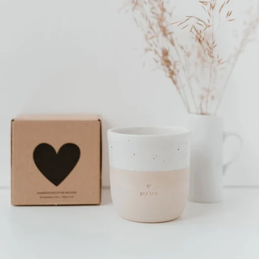 Eulenschnitt Becher Tasse aus Steingut (320ml) | Mama – Bild 2