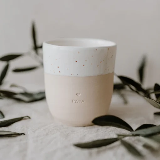 Eulenschnitt Becher Tasse aus Steingut (320ml) | Papa – Bild 3