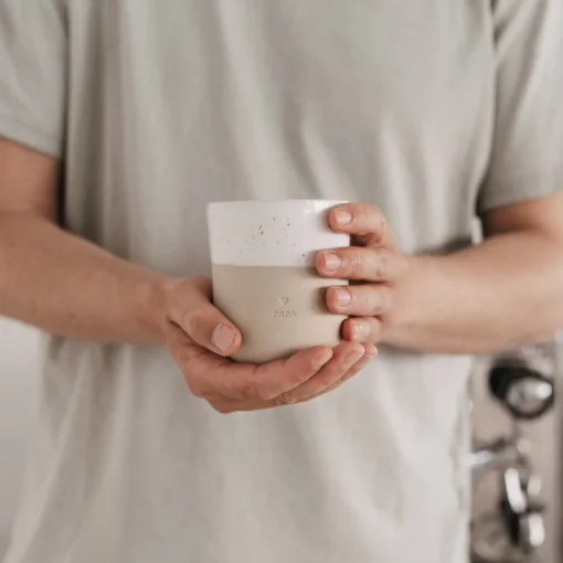 Eulenschnitt Becher Tasse aus Steingut (320ml) | Papa