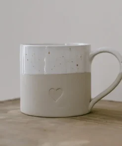 Eulenschnitt grosse Tasse aus Steingut (450ml) | Herz