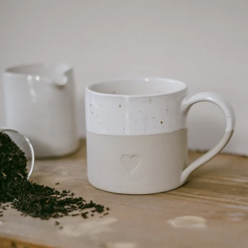 Eulenschnitt grosse Tasse aus Steingut (450ml) | Herz – Bild 2