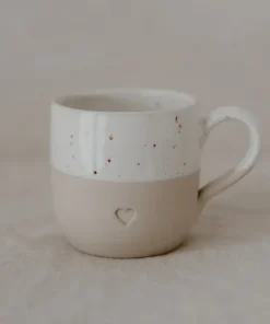 Eulenschnitt Cappuccino Tasse aus Steingut (190ml) | Herz