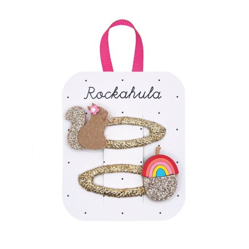 Rockahula Haarspangen | Squirrel and Rainbow Acorn