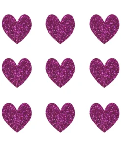 Dekosticker zum Kleben (spülmaschinenfest) | Glitzerherzen klein purpur