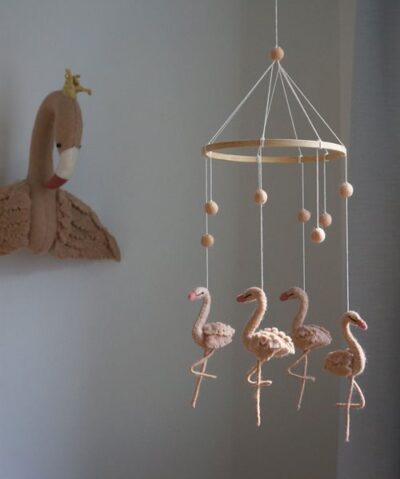 Gamcha Baby Mobile aus Filz | Flamingo