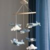 Gamcha Baby Mobile aus Filz | Flugzeug blau