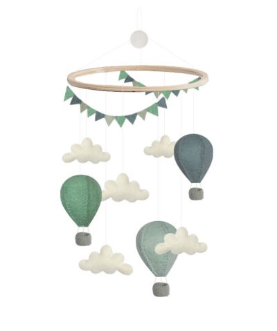 Gamcha Baby Mobile aus Filz | Heissluftballon mint