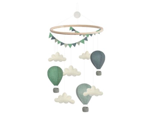 Gamcha Baby Mobile aus Filz | Heissluftballon mint