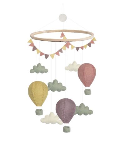 Gamcha Baby Mobile aus Filz | Heissluftballon pastell