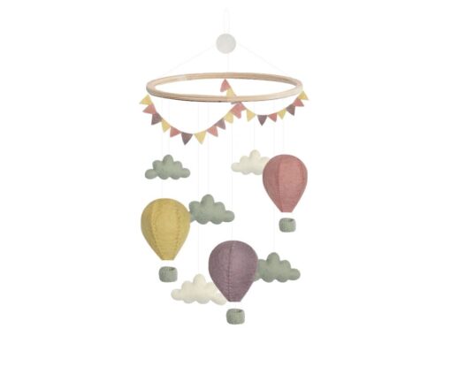Gamcha Baby Mobile aus Filz | Heissluftballon pastell