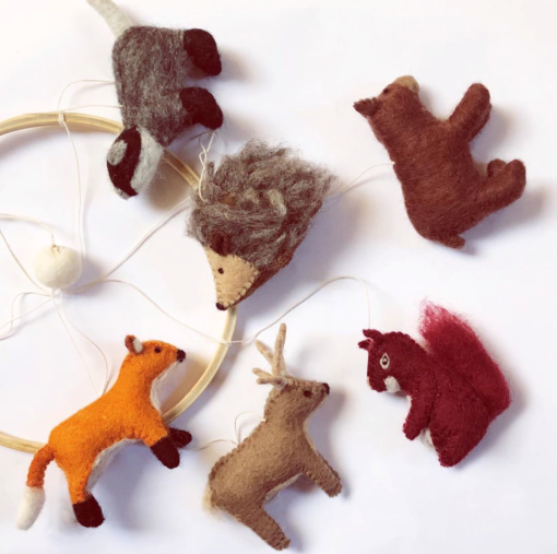 Gamcha Baby Mobile aus Filz | Waldtiere