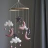 Gamcha Baby Mobile aus Filz | Wolke Mond Stern rosa-lila