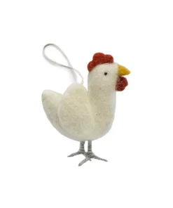 Gamcha Deko Aufhänger aus Filz | Huhn weiss