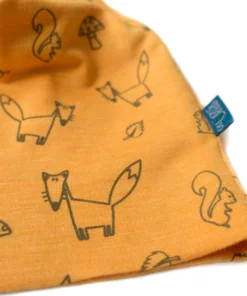 Glückskind Beanie Merinowolle & Seide | Waldtiere gelb