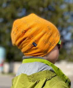 Glückskind Beanie Merinowolle & Seide | Waldtiere gelb