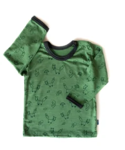 Glückskind Kleinkind Shirt Merinowolle & Seide | Waldgrün fuchs