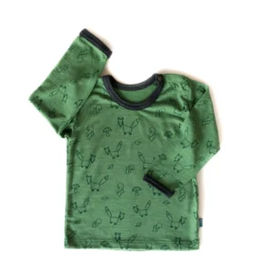 Glückskind Kleinkind Shirt Merinowolle & Seide | Waldgrün fuchs