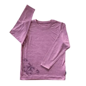 Glückskind Shirt Merinowolle & Seide | Rose Schmetterling