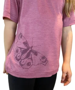 Glückskind T-Shirt Merinowolle & Seide Schmetterling | Rose