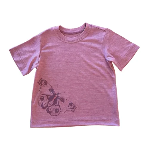 Glückskind T-Shirt Merinowolle & Seide Schmetterling | Rose