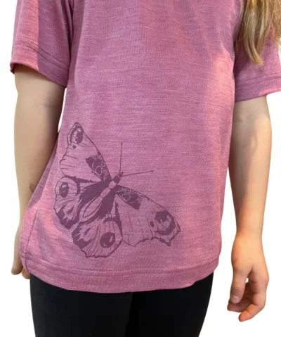 Glückskind T-Shirt Merinowolle & Seide Schmetterling | Rose