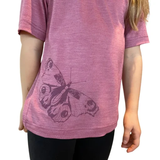 Glückskind T-Shirt Merinowolle & Seide Schmetterling | Rose