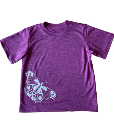 Glückskind T-Shirt Merinowolle & Seide | Schmetterling Zwetschke