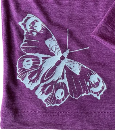 Glückskind Shirt Merinowolle & Seide | Zwetschke Schmetterling