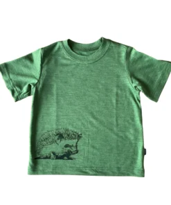 Glückskind T-Shirt Merinowolle & Seide Igel | grün