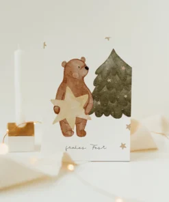 Hej Hanni Postkarte Weihnachten | BÄR WEIHNACHTSBAUM