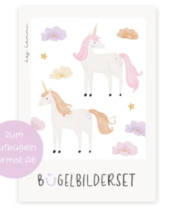 Hej Hanni Bügelbilderset A6 | Einhörner