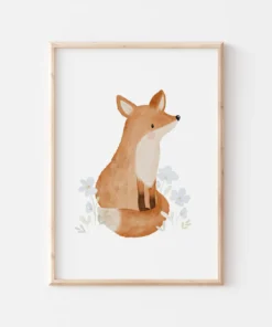 Hej Hanni Poster A4 | Fuchs mit Blumen