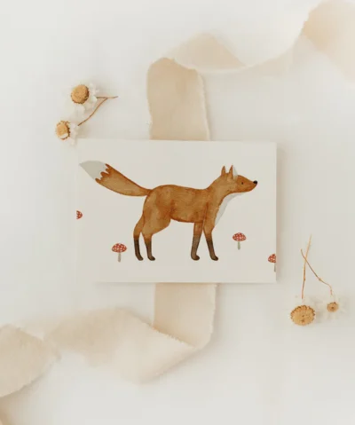 Hej Hanni Postkarte | Fuchs mit Pilzen