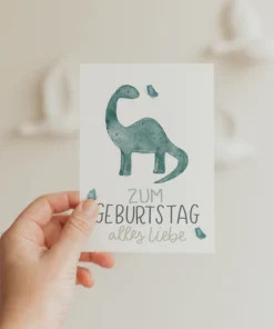 Hej Hanni Postkarte | Geburtstag Dino