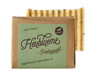 Feste Dusch- und Peelingseife vegan | Heublueme - 100% NATUR von Toggenburger Naturseifen