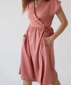 Tiralahilacha ERW Tencel Wickel-Midikleid HIRA | rosa
