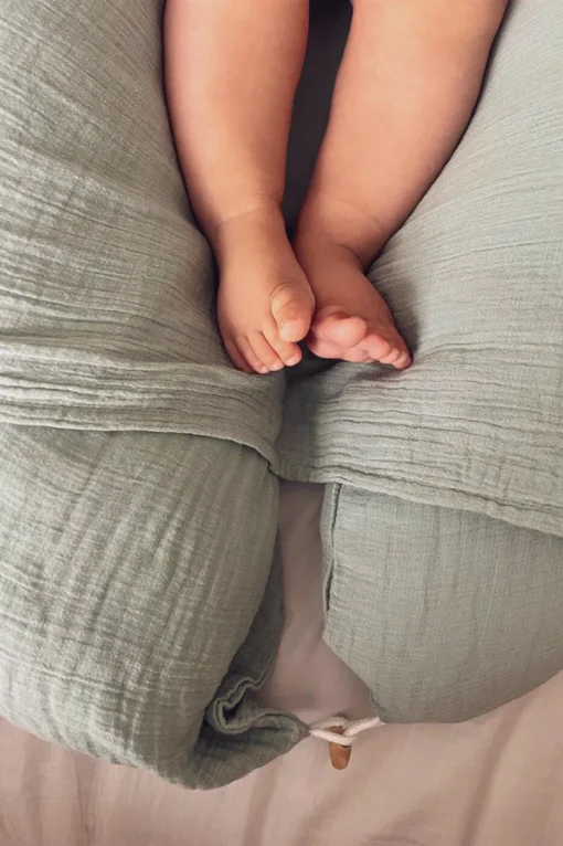 Hobea Baby Lagerungsbezug für Stillkissen Musselin | graublau – Bild 2